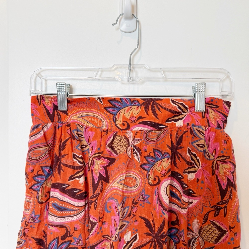 Boden Womens Paisley Tiered Maxi Skirt Size 10 Red Boho Prairie Peasant Cotton - Picture 2 of 6